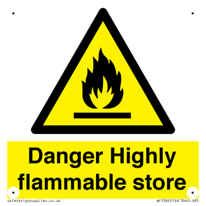 Danger Highly flammable store sign